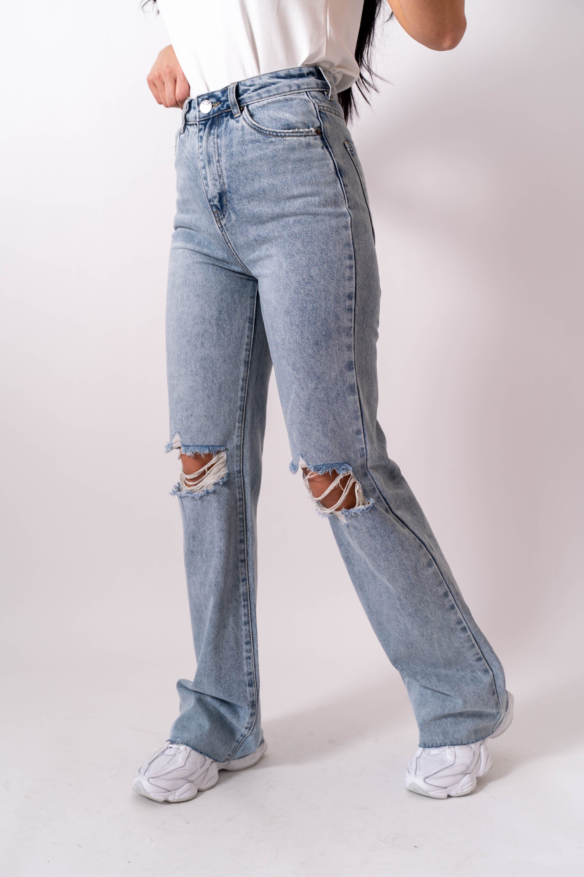 Jeans Wide Leg Con Rotture - Stylish Moda