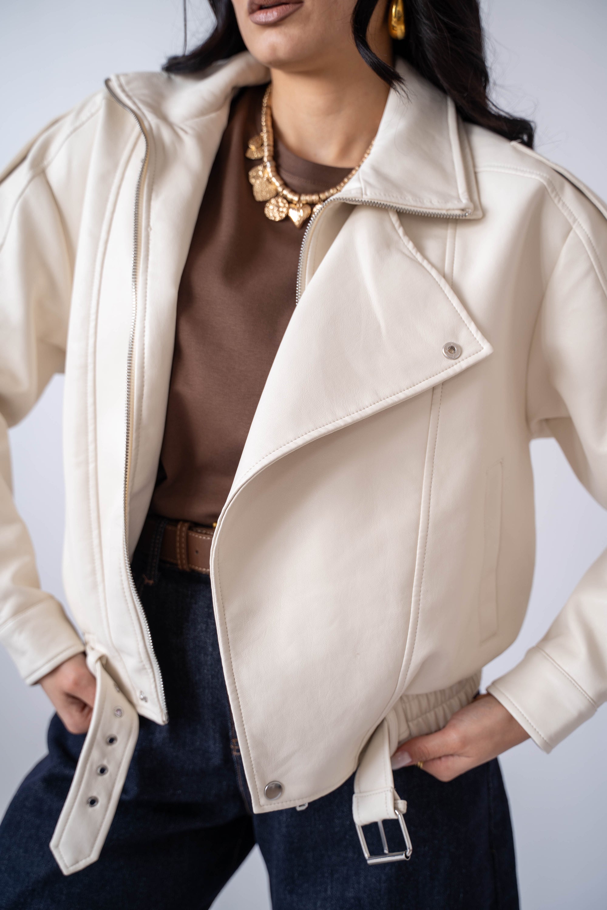 Giubbino Ecopelle Cream