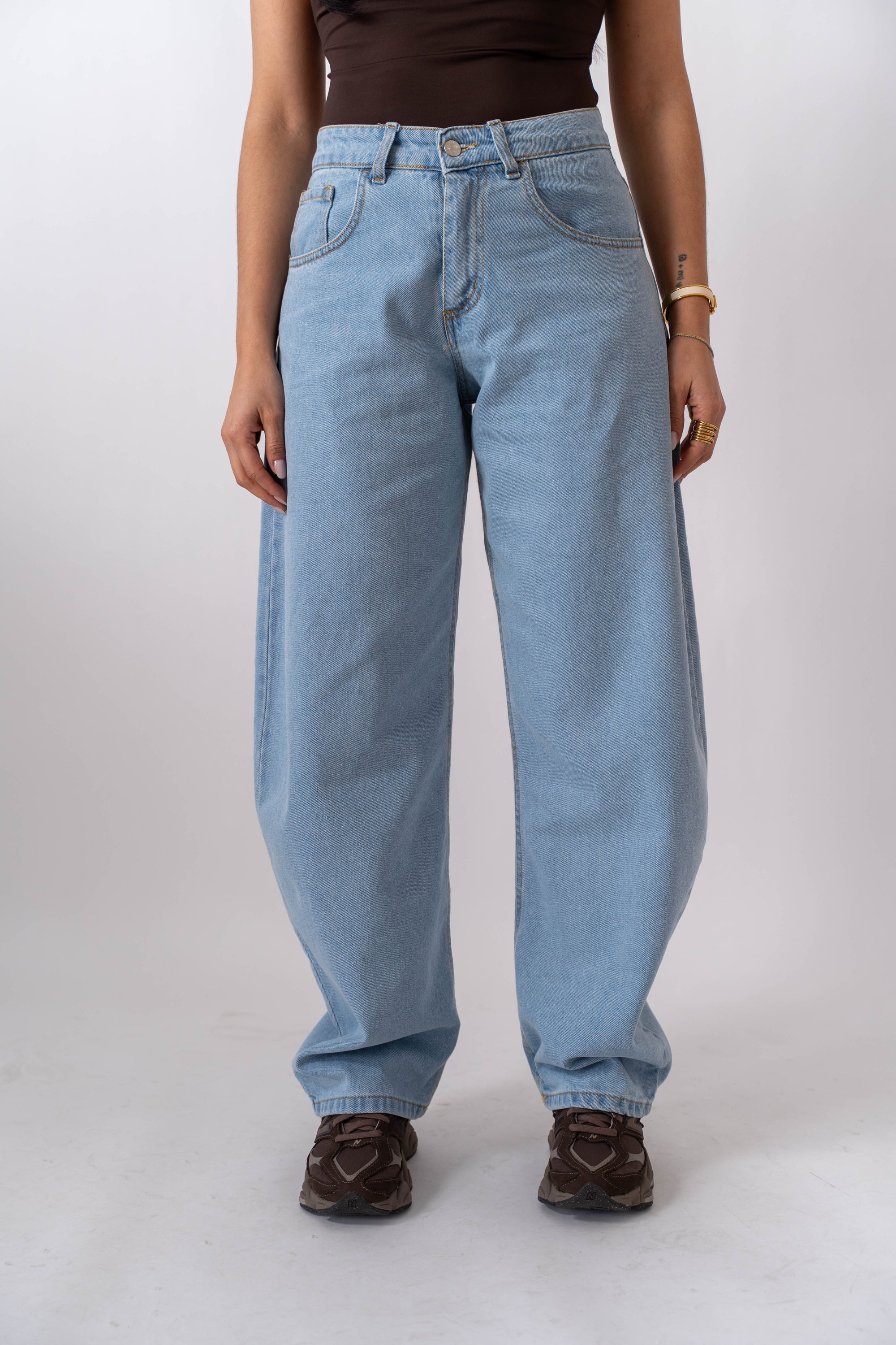 Jeans Con Tasche Marroni - Stylish Moda