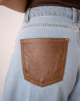 Jeans Con Tasche Marroni - Stylish Moda