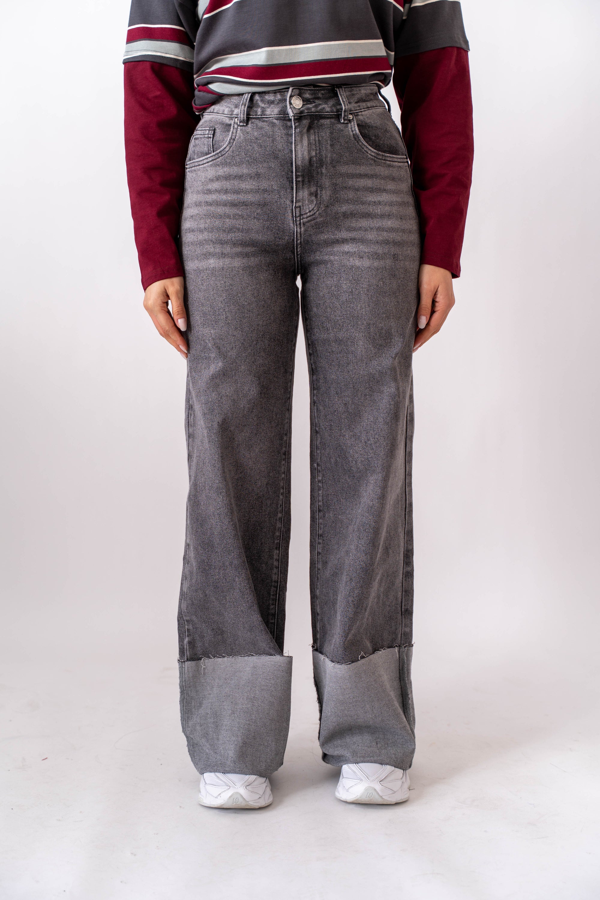 Jeans Wide Baggy Grigio - Stylish Moda