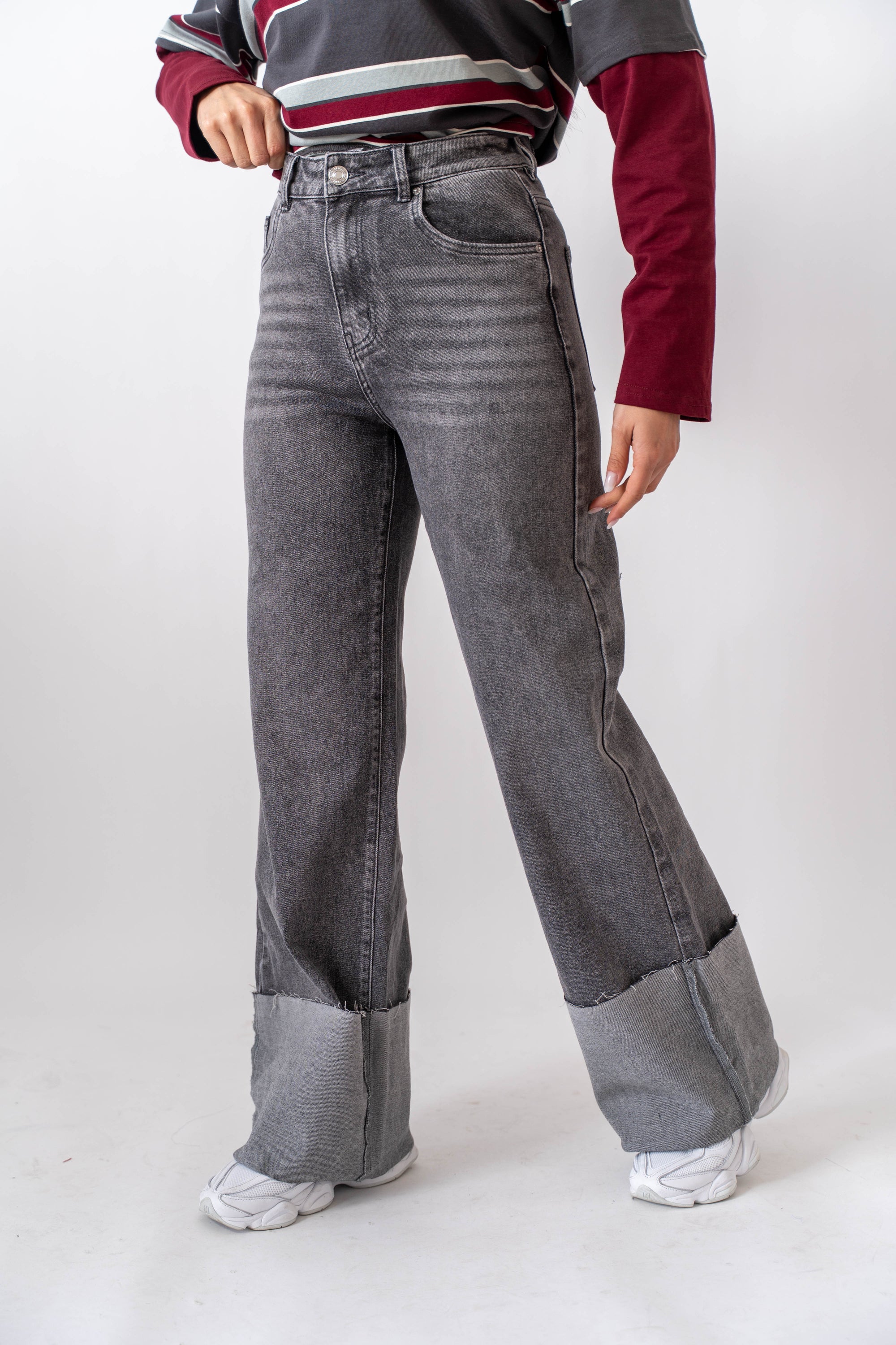 Jeans Wide Baggy Grigio - Stylish Moda