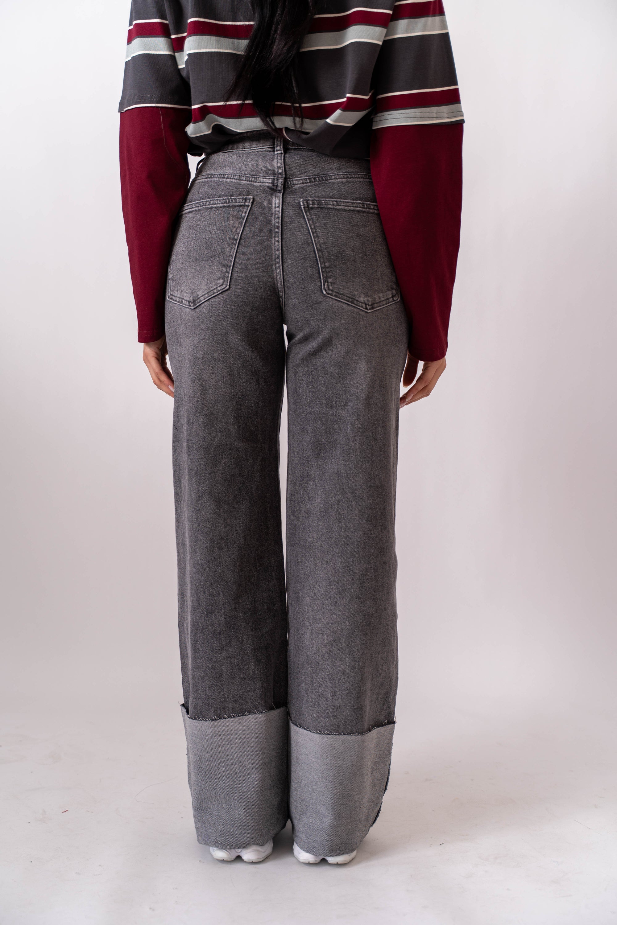 Jeans Wide Baggy Grigio - Stylish Moda