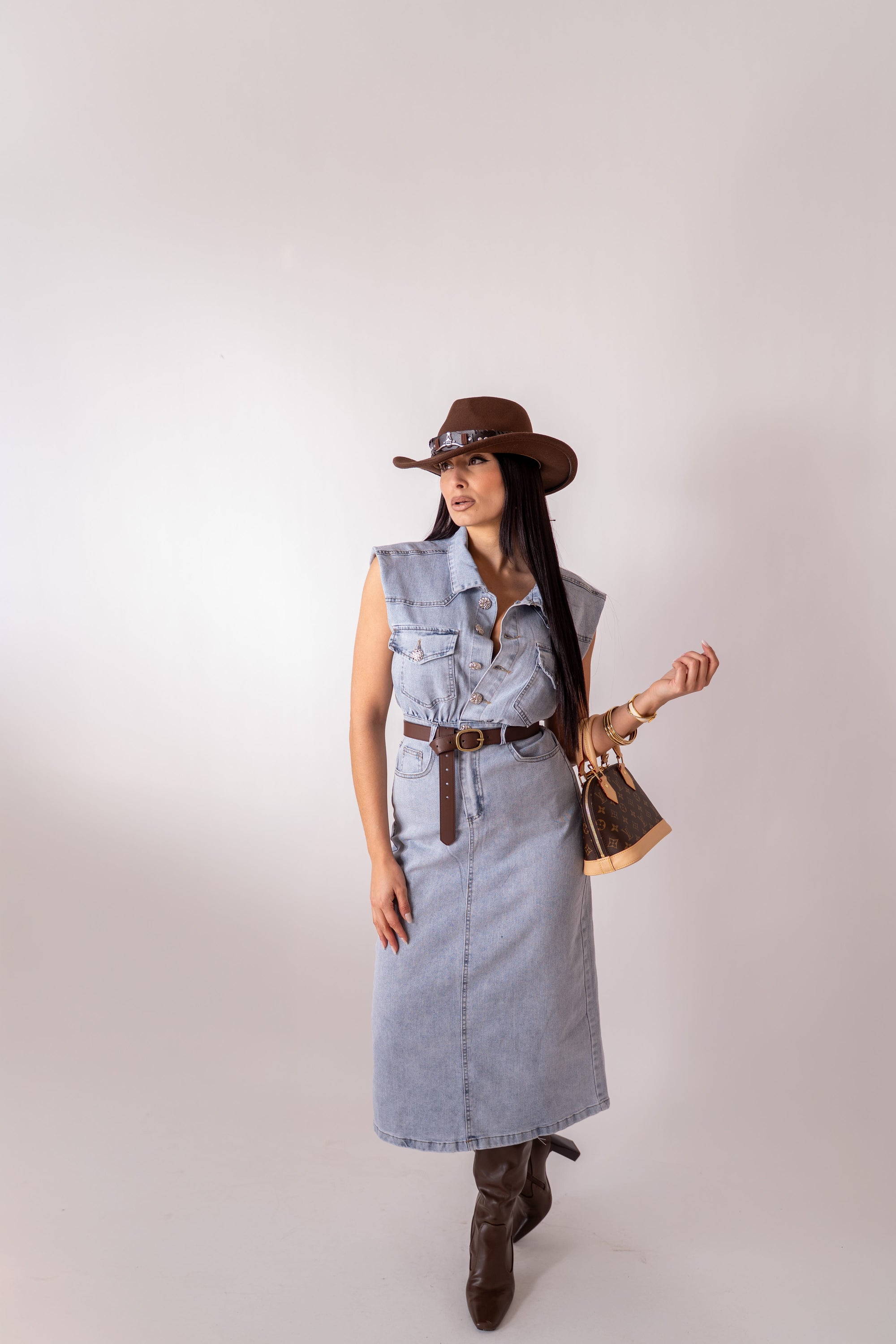 Vestito Longuette In Denim Texas - Stylish Moda