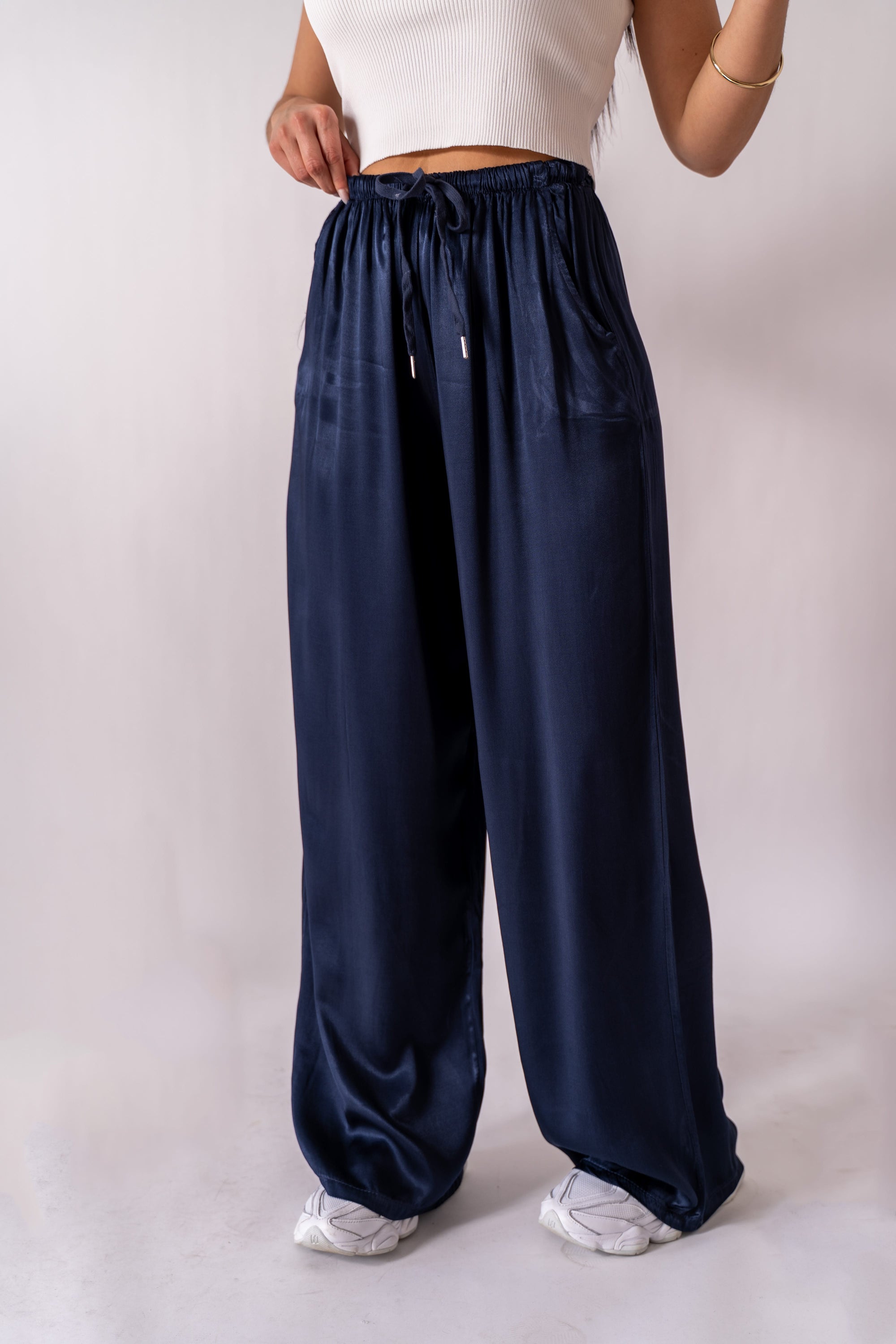Pantalone Satin Blu - Stylish Moda