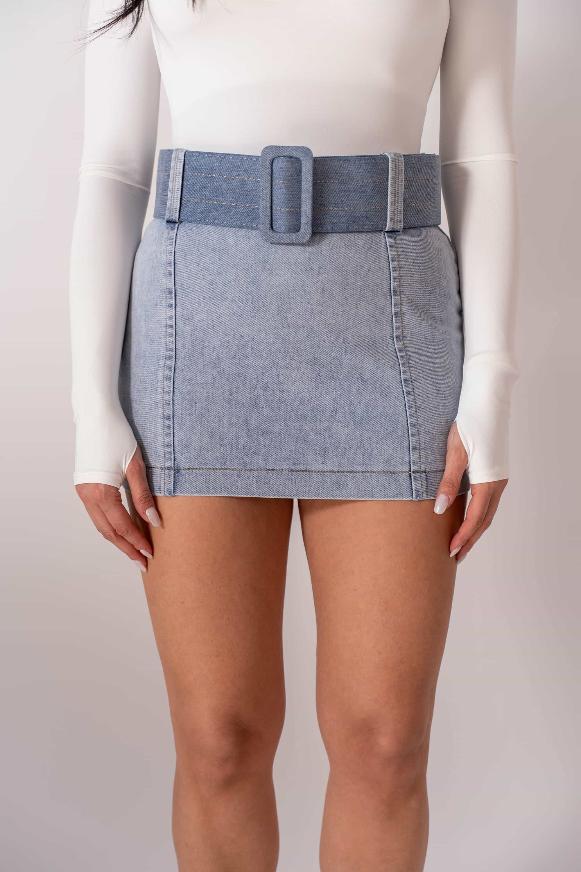 Pantagonna In Denim Con Cintura - Stylish Moda