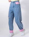 Jeans Con Tasca Rosa Barbie
