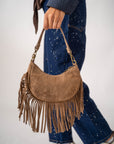 Mini Bag Mezza Luna Con Frange
