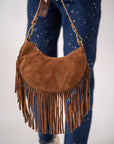 Mini Bag Mezza Luna Con Frange