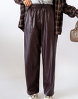 Pantalone In Ecopelle Bordeaux
