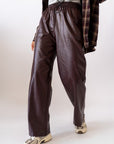 Pantalone In Ecopelle Bordeaux