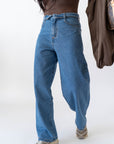 Jeans Con Risvolto In Vita