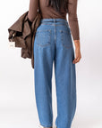 Jeans Con Risvolto In Vita