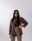 Camicia A Quadri Brown