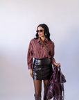 Camicia A Quadri Bordeaux