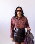 Camicia A Quadri Bordeaux