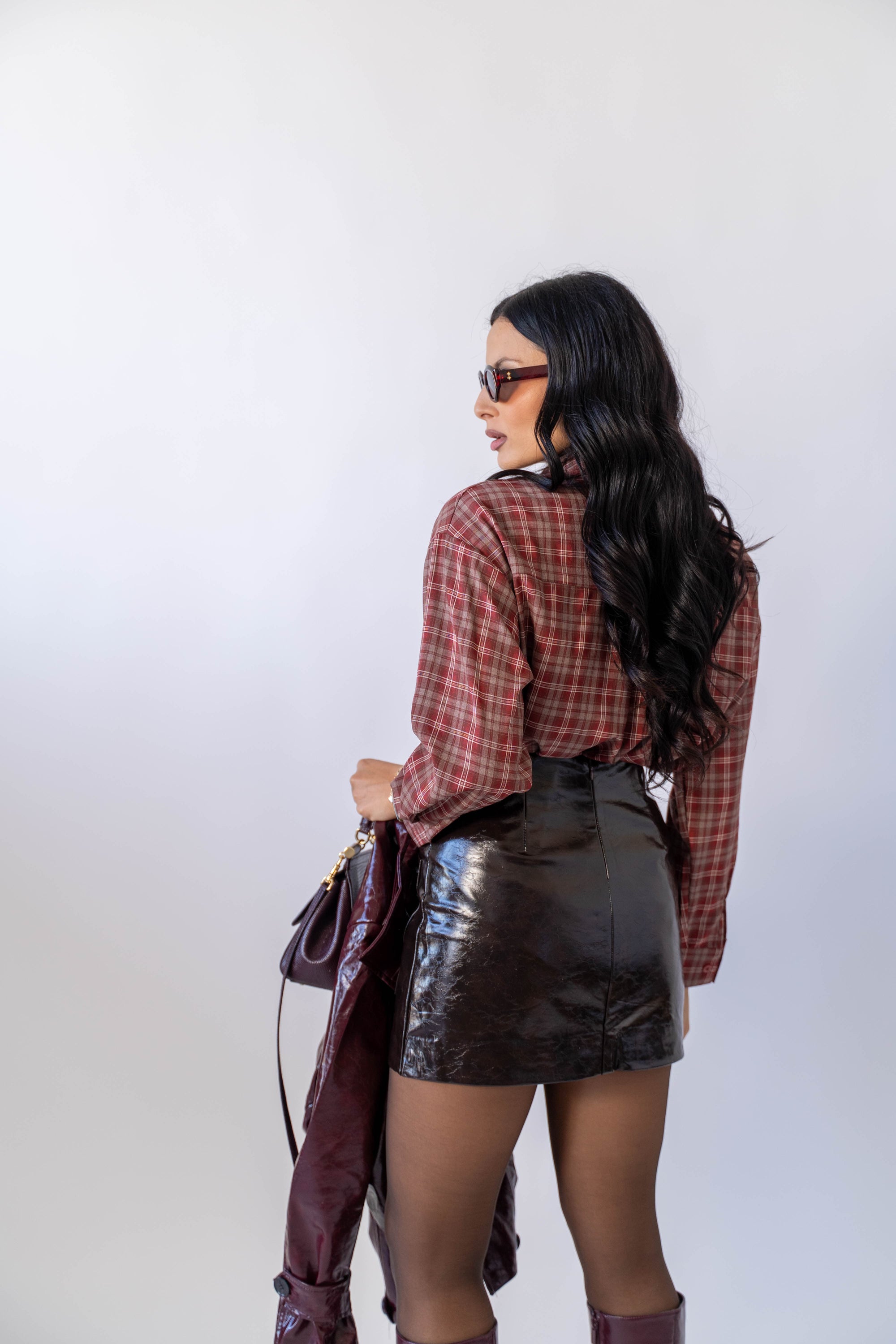 Camicia A Quadri Bordeaux