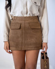 Minigonna In Camoscio Camel