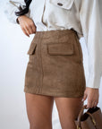 Minigonna In Camoscio Camel
