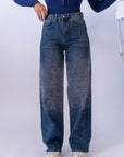 Jeans Palazzo Con Strass