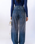 Jeans Palazzo Con Strass