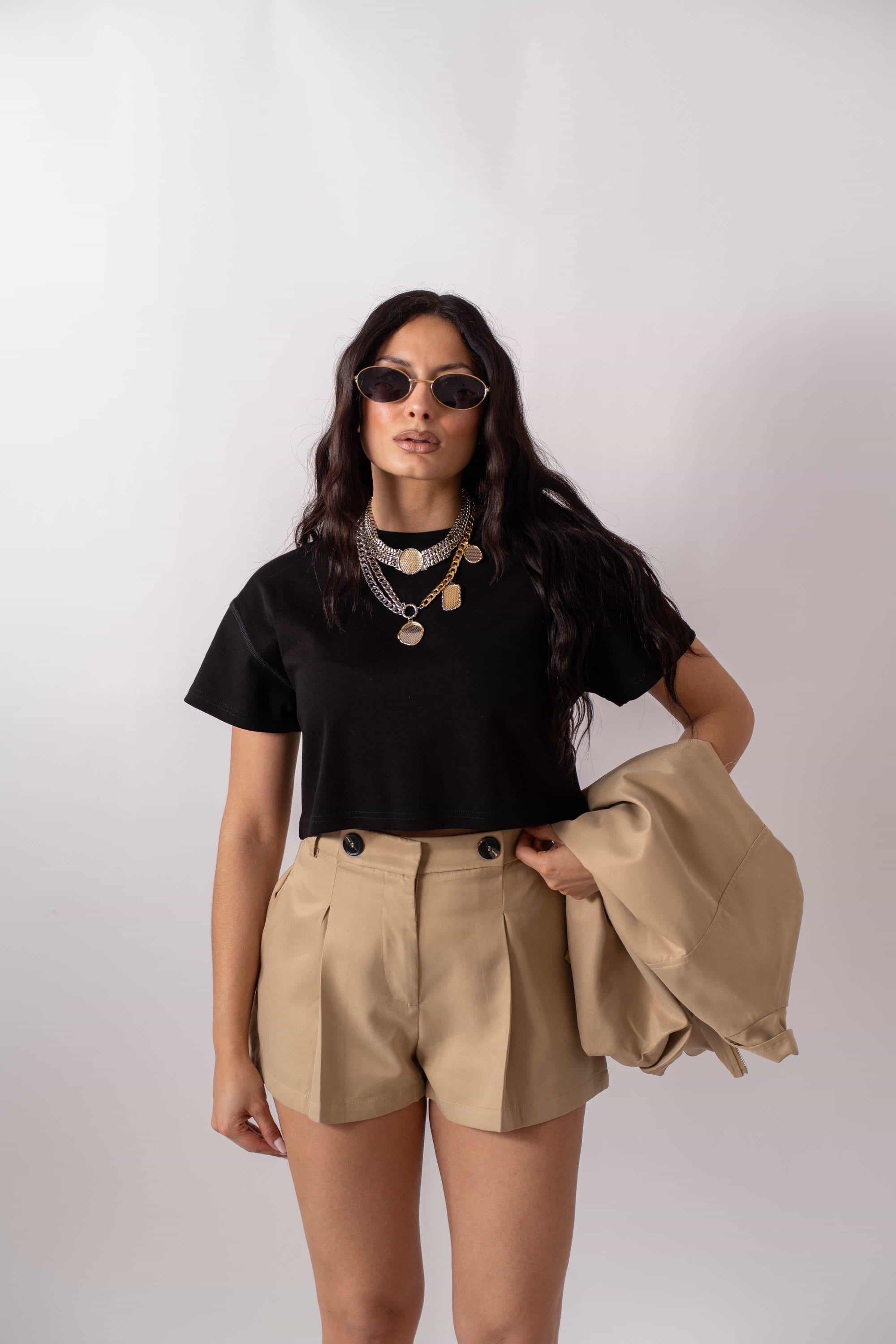 T-Shirt Basic Crop - Stylish Moda