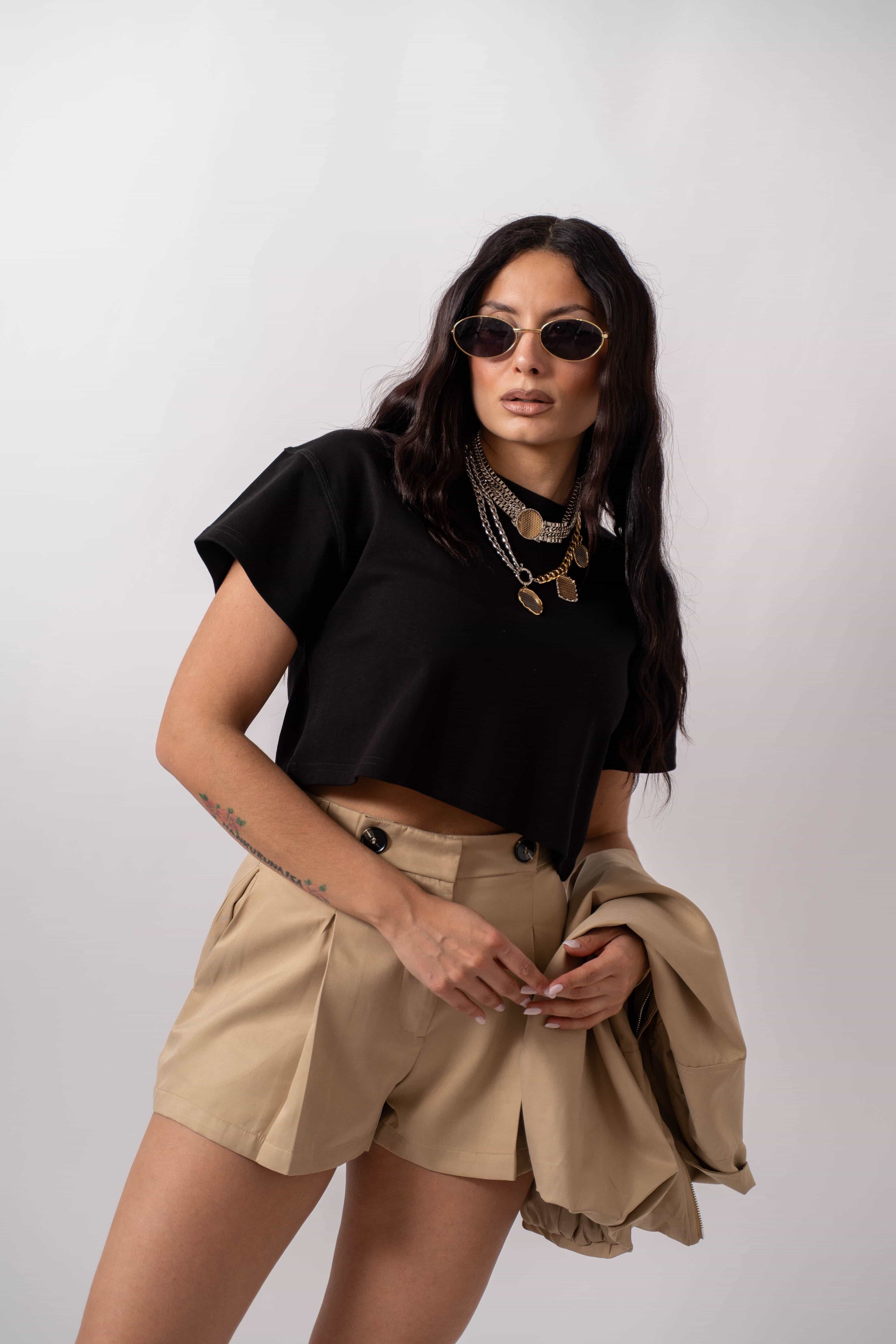 T-Shirt Basic Crop - Stylish Moda