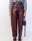 Pantalone In Ecopelle Bordeaux