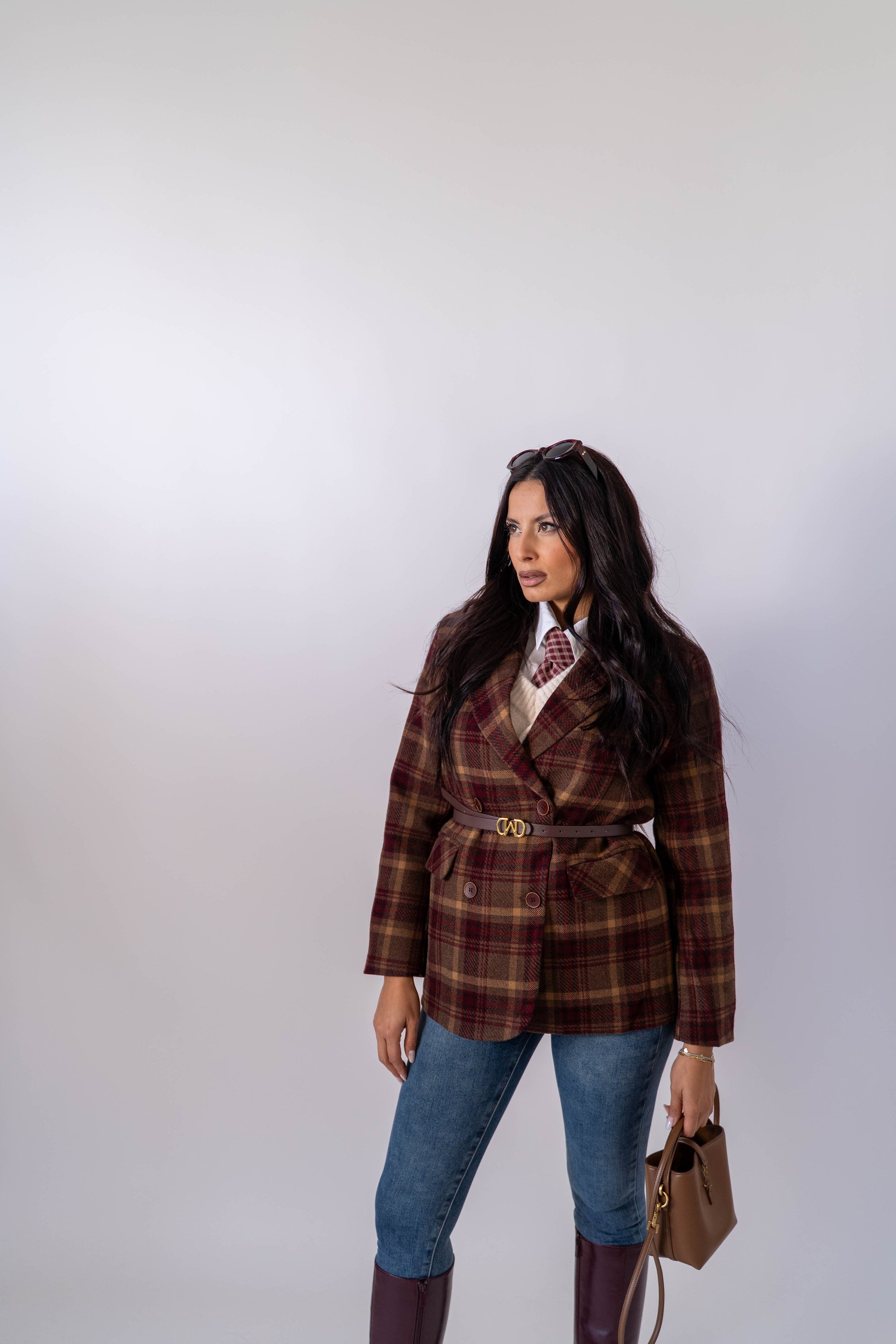 Giacca A Quadri Bordeaux