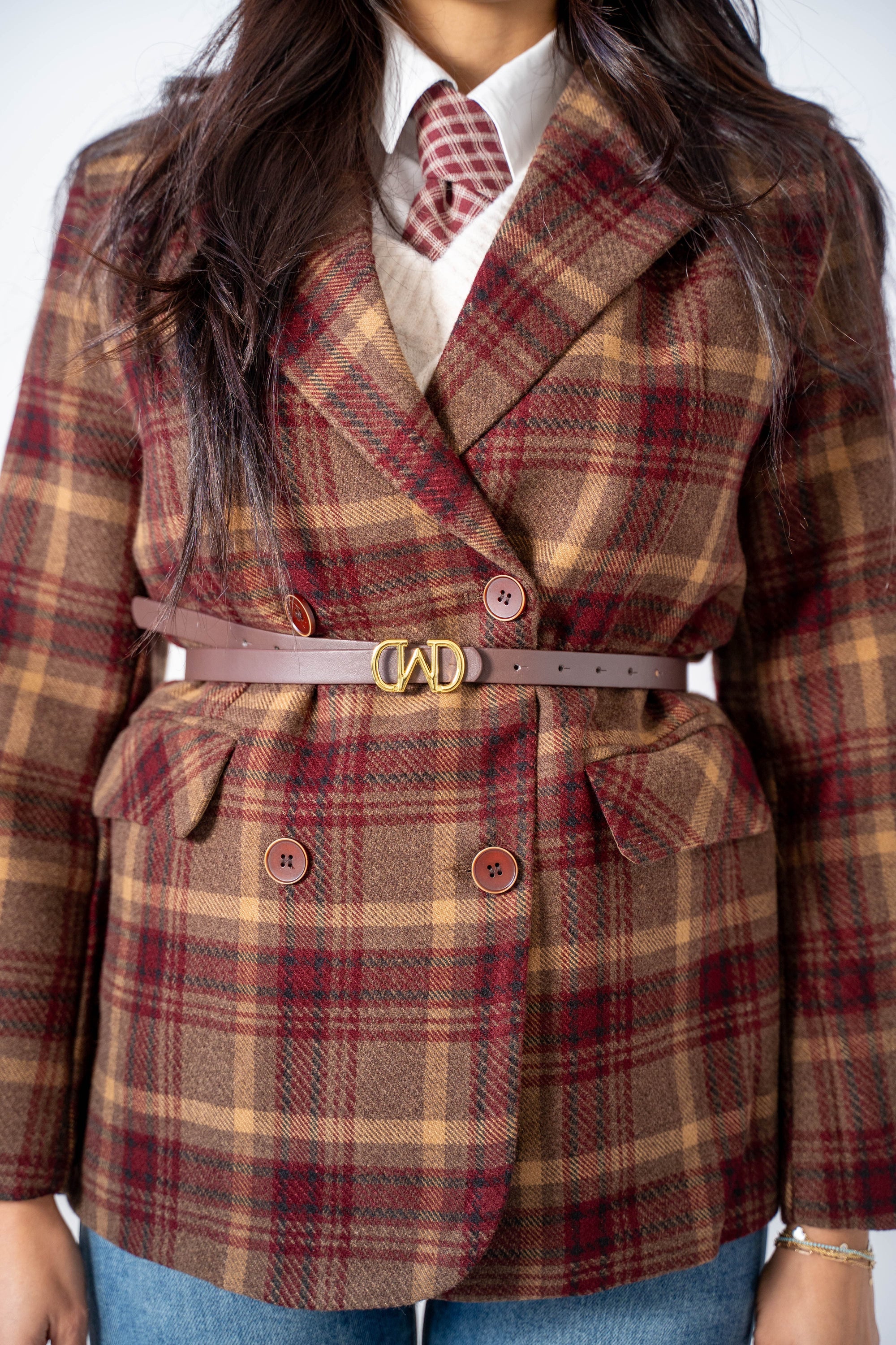 Giacca A Quadri Bordeaux