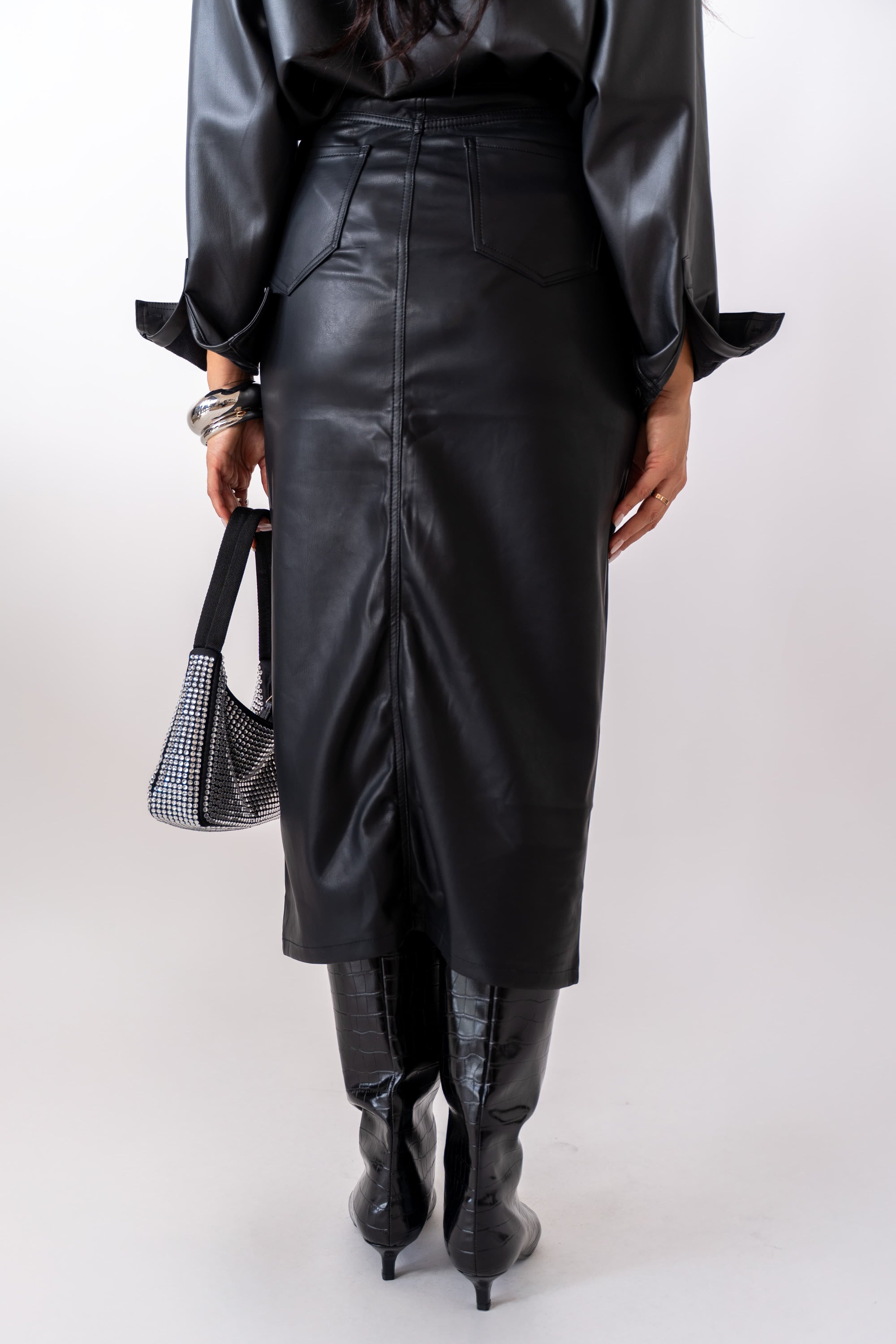 Gonna Longuette In Ecopelle