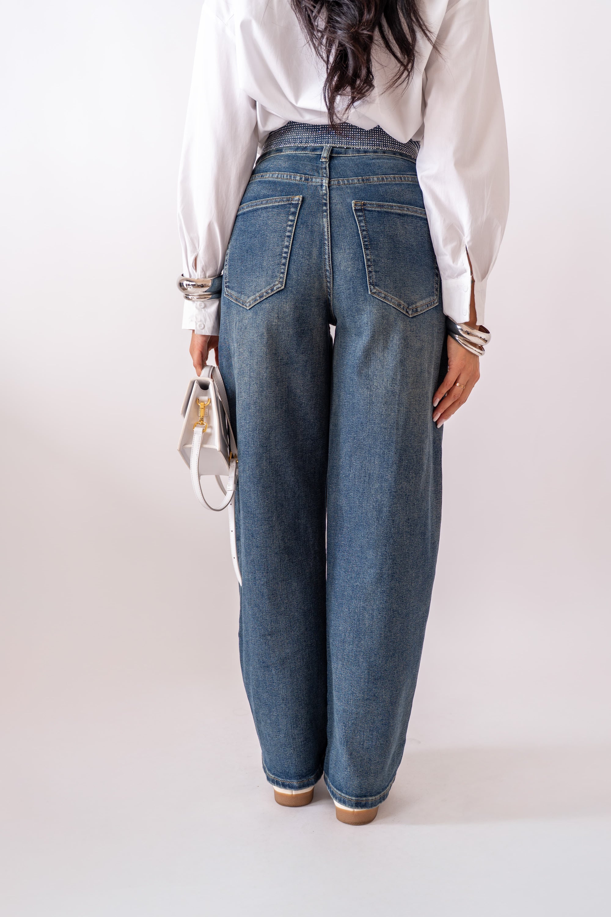 Jean Con Risvolto In Strass