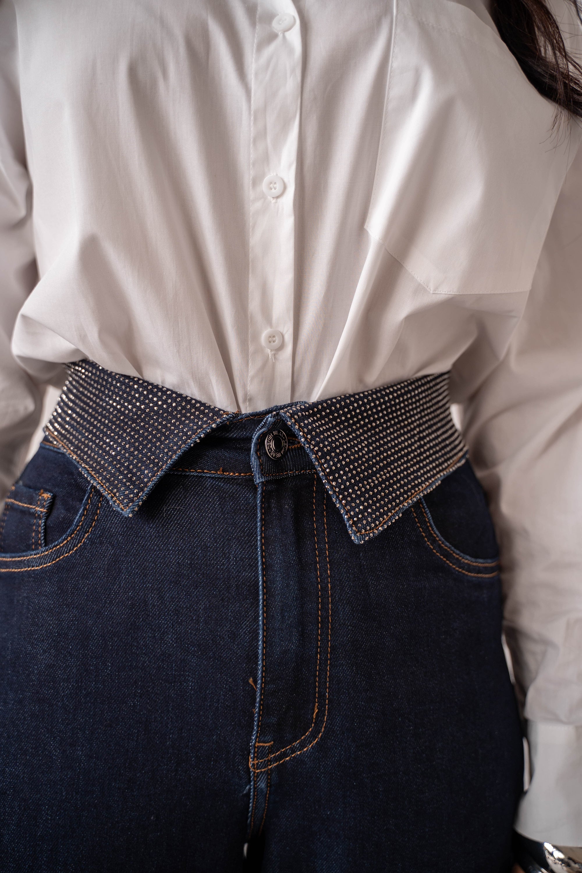 Jean Con Risvolto In Strass