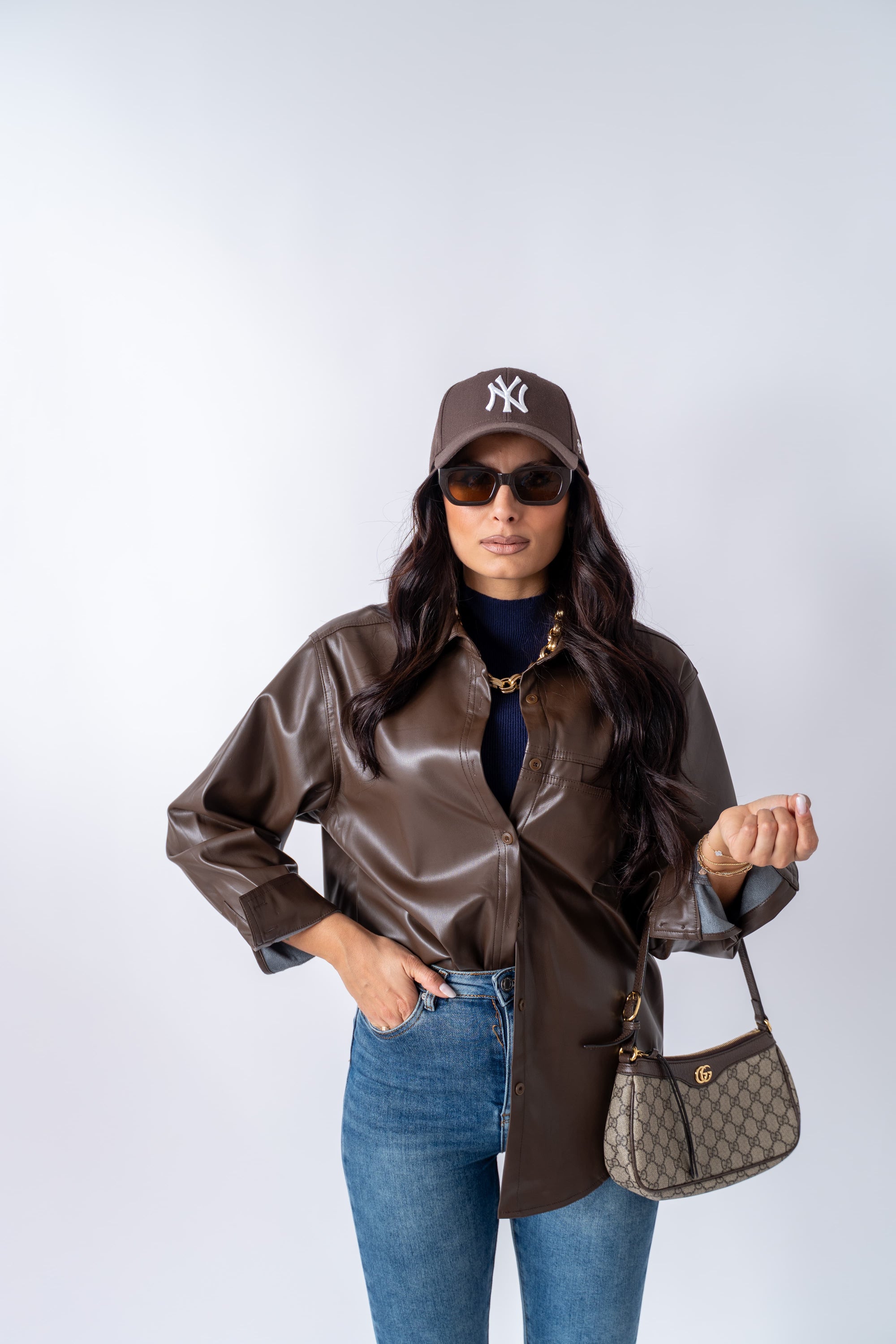 Camicia In Ecopelle Brown