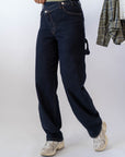 Jeans Baggy Con Abbottonatura Trasversale