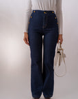Jeans Con Bottoni Oro