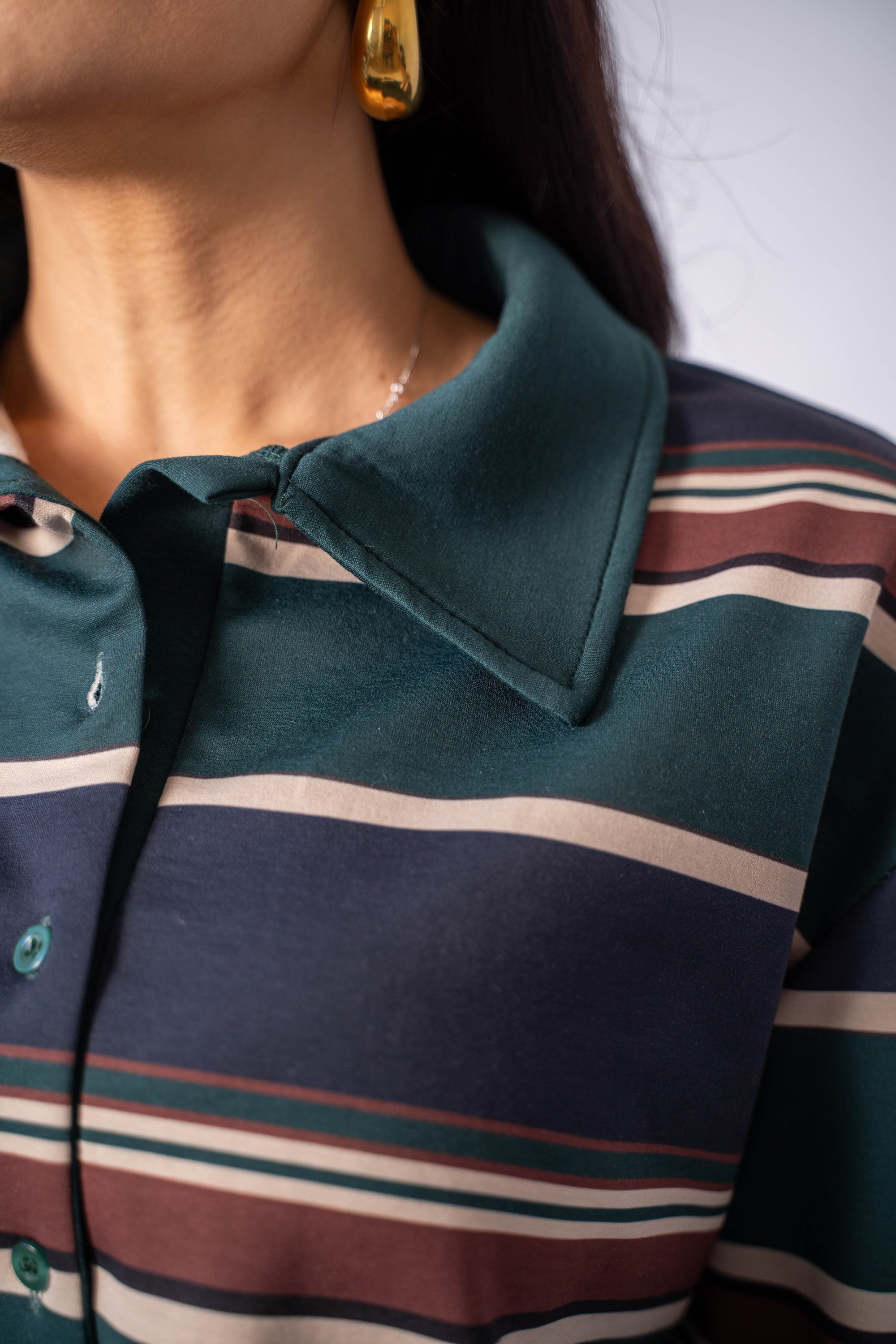 Polo A Righe Vert et Bleu