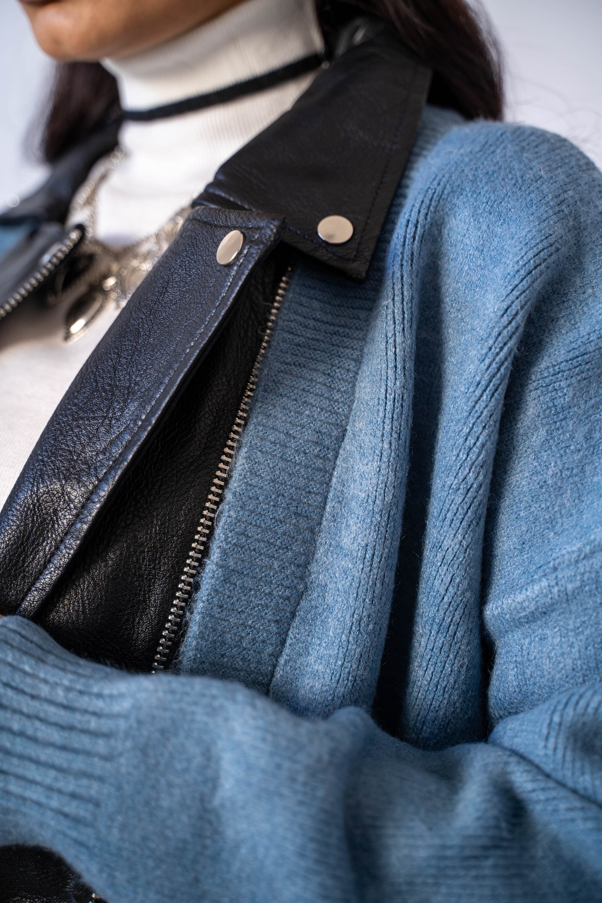 Cardigan Con Inserti Ecopelle