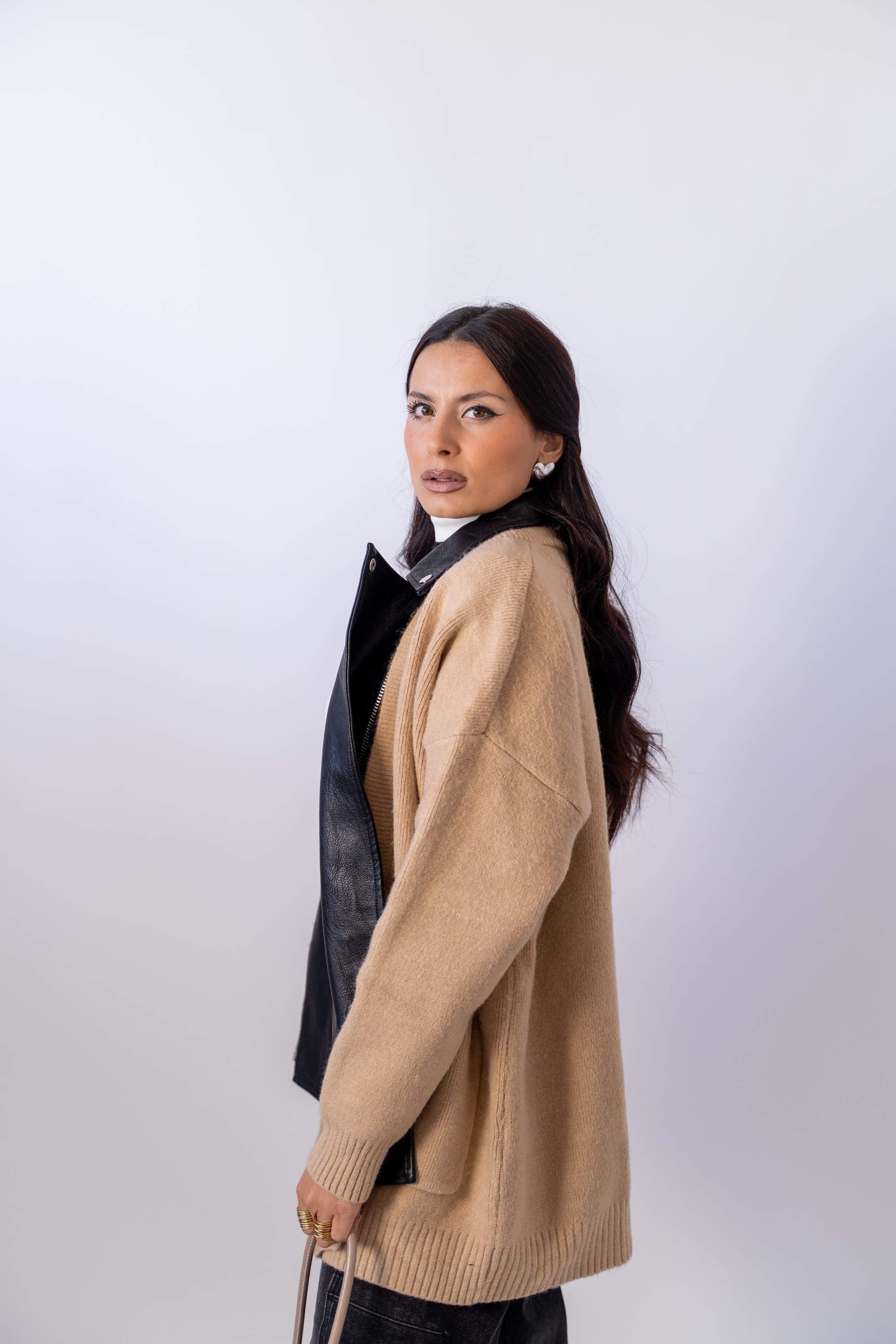 Cardigan Con Inserti Ecopelle