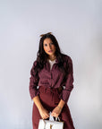 Camicia A Righe Bordeaux