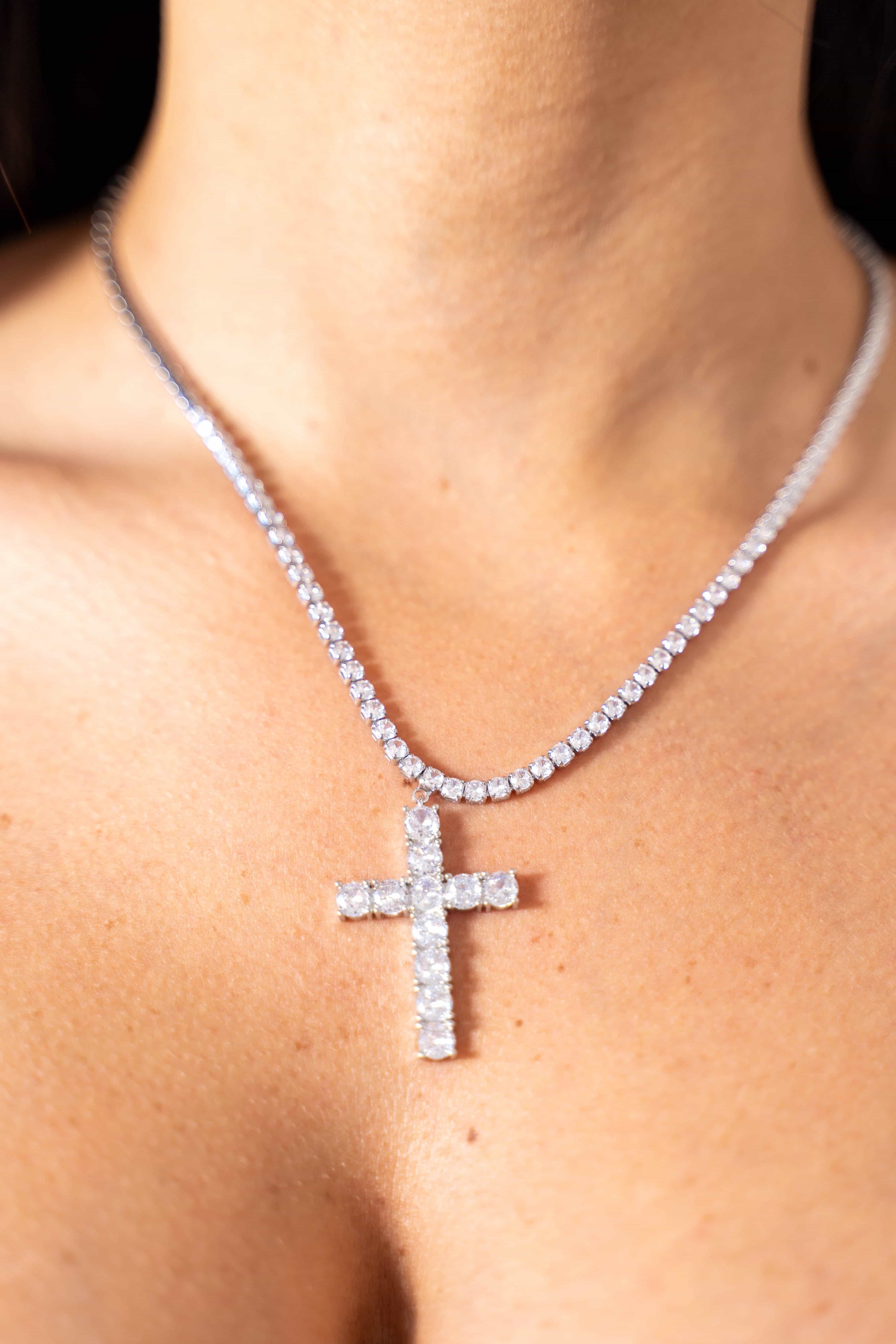 Collana Croce E Strass