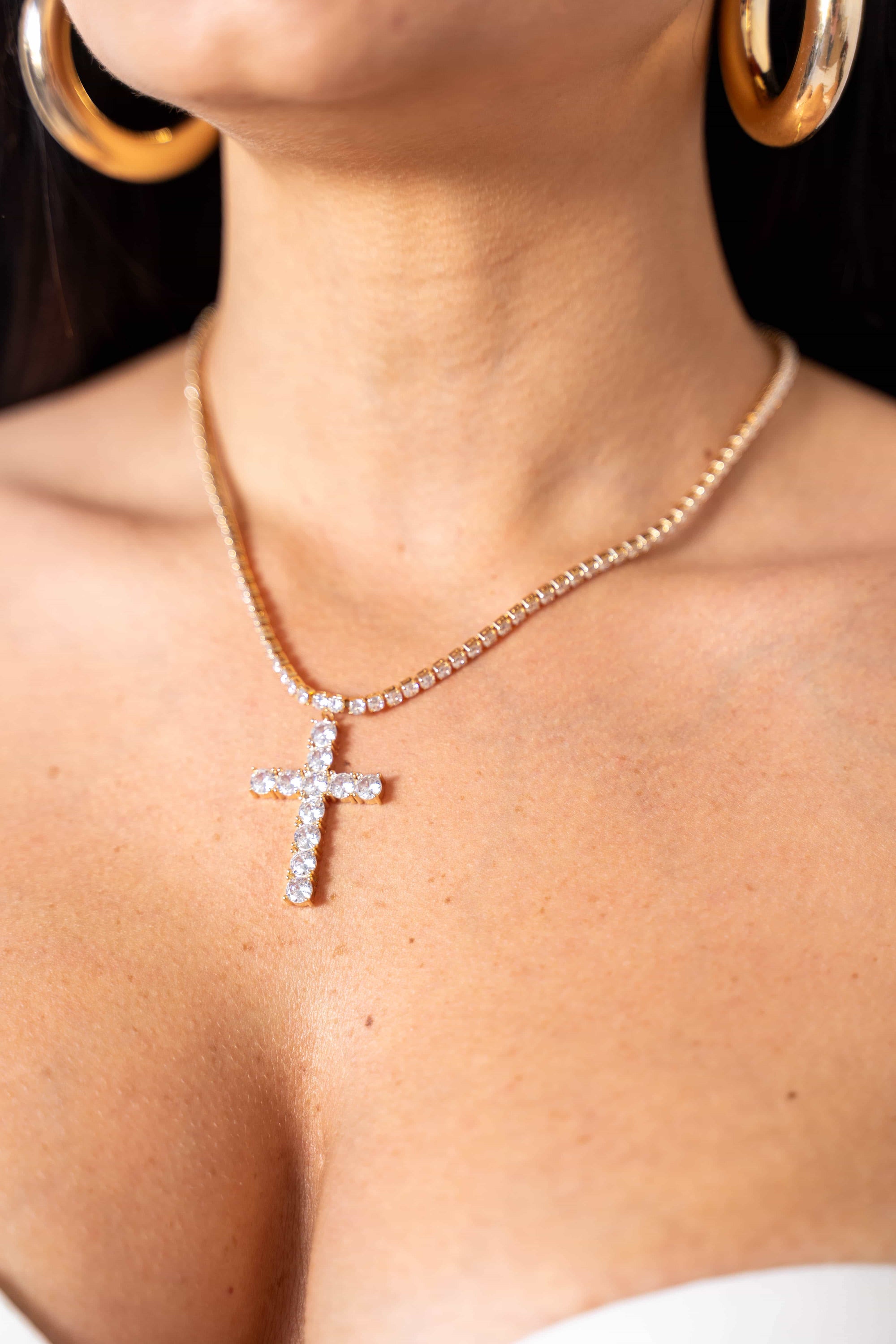 Collana Croce E Strass