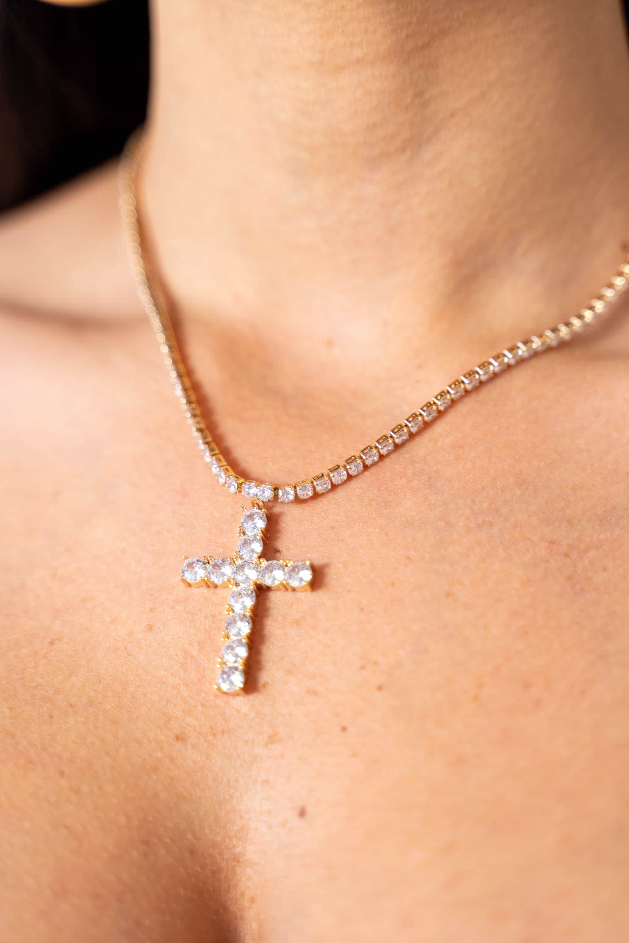 Collana Croce E Strass