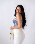 Corpetto Denim Flowers - Stylish Moda