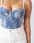Corpetto Denim Flowers - Stylish Moda