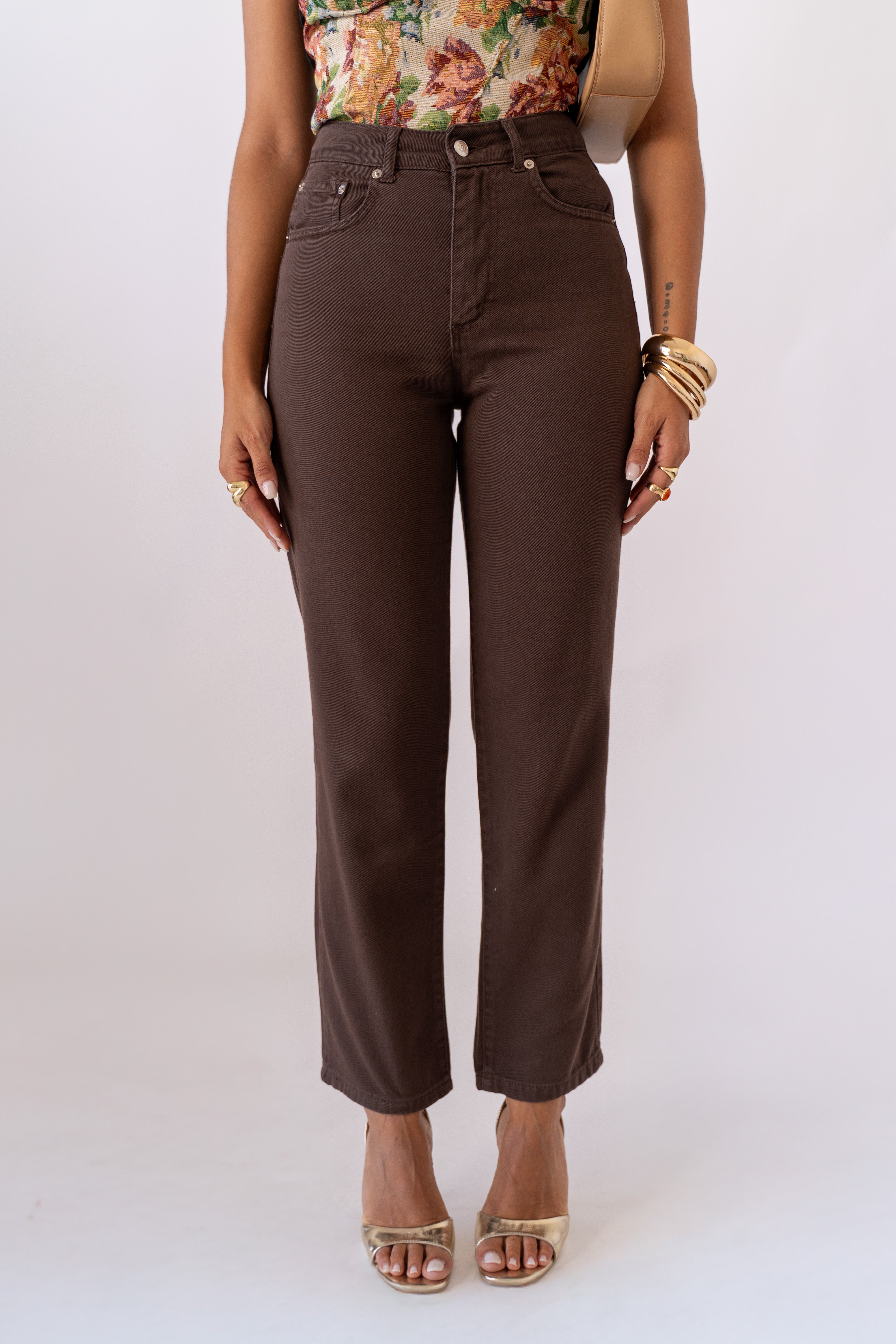 Jeans Vita Alta Brown