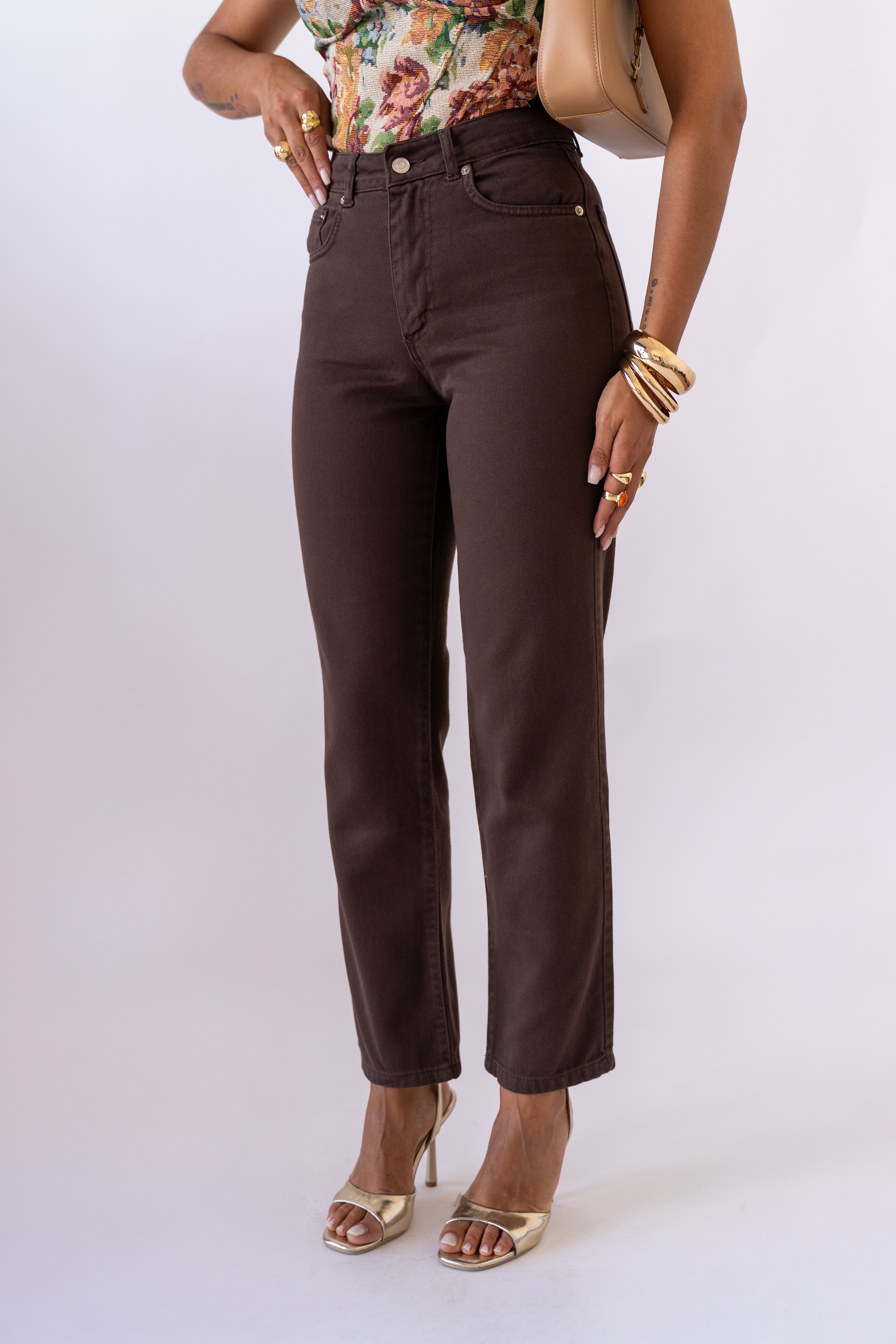 Jeans Vita Alta Brown