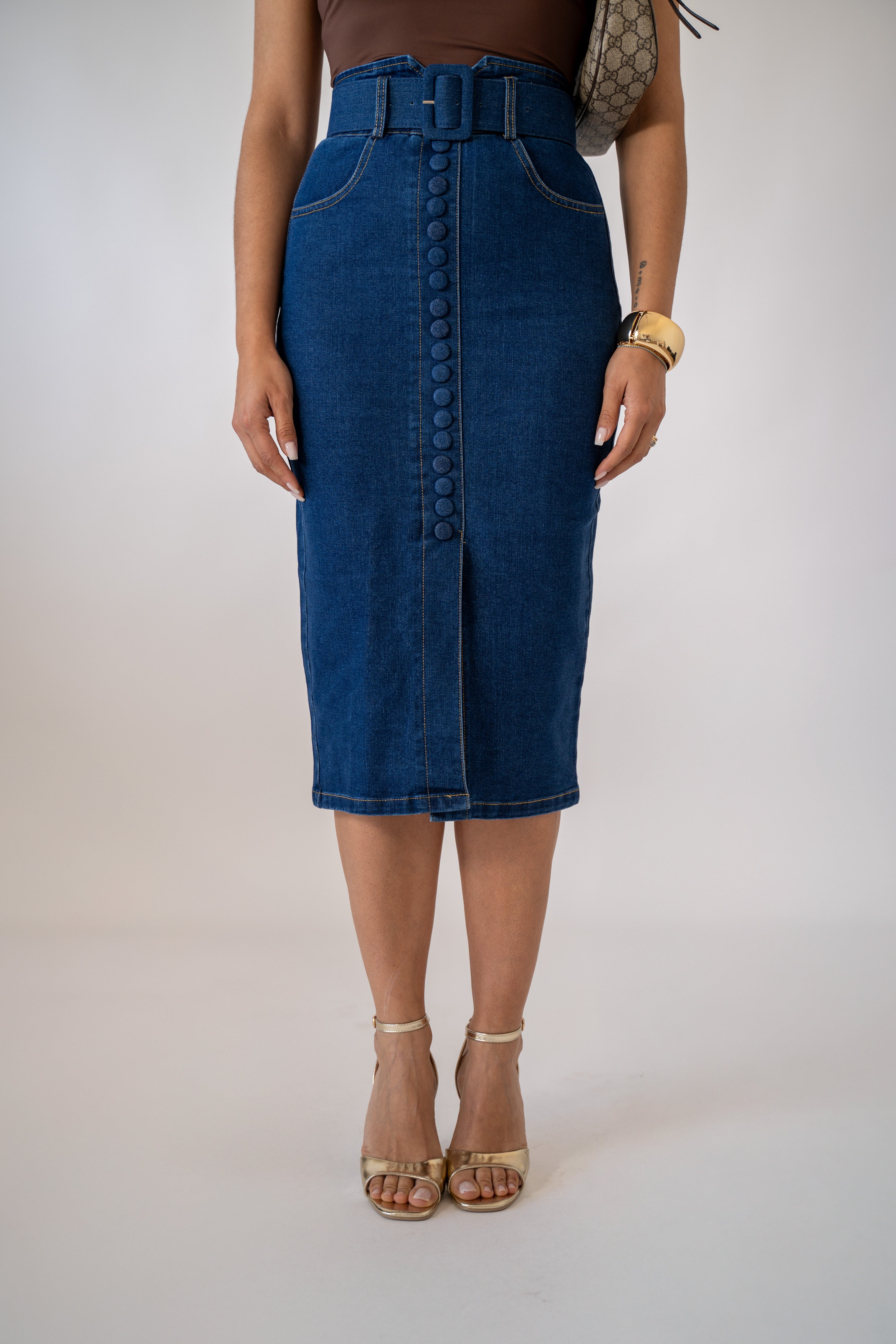 Gonna Longuette In Denim