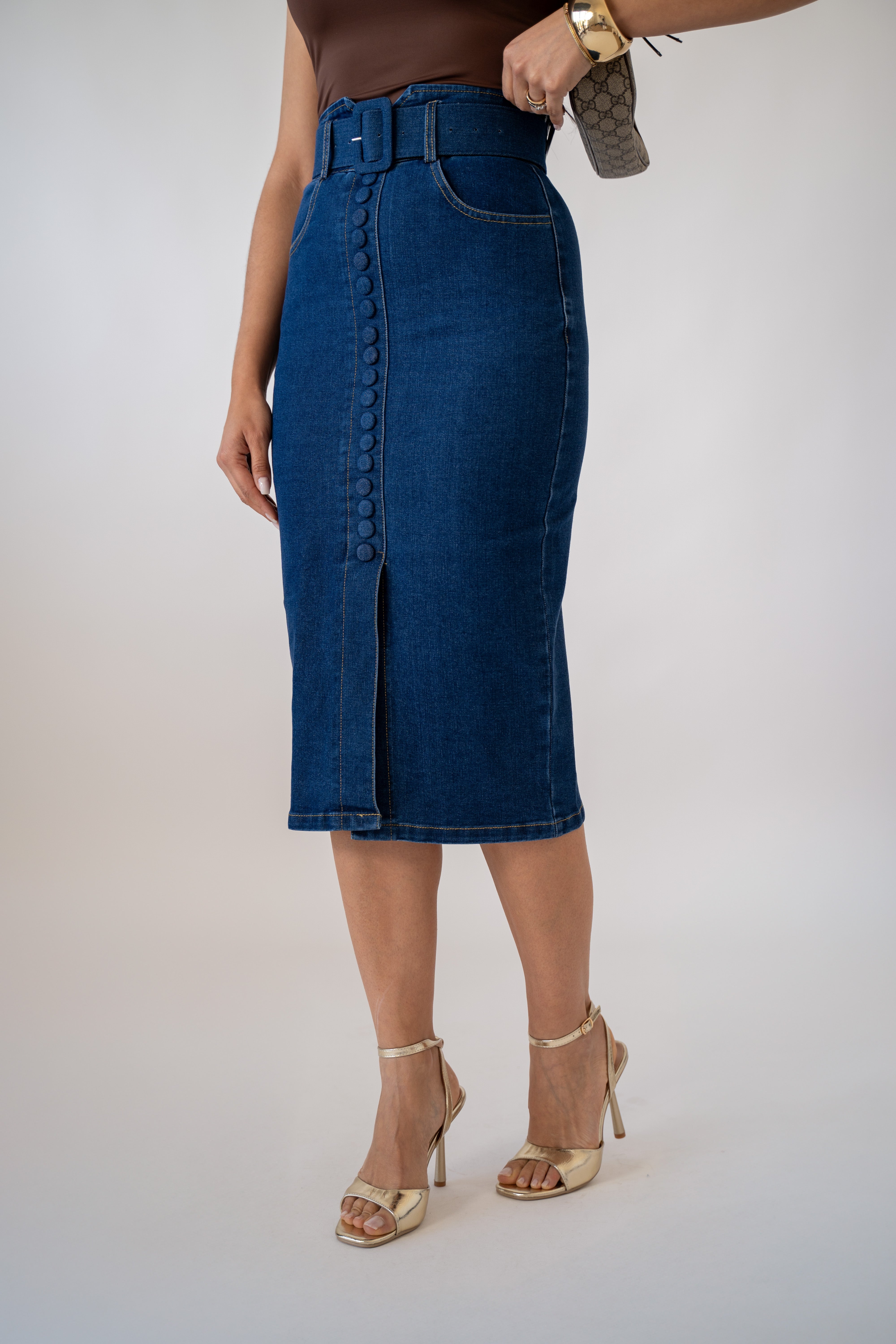 Gonna Longuette In Denim