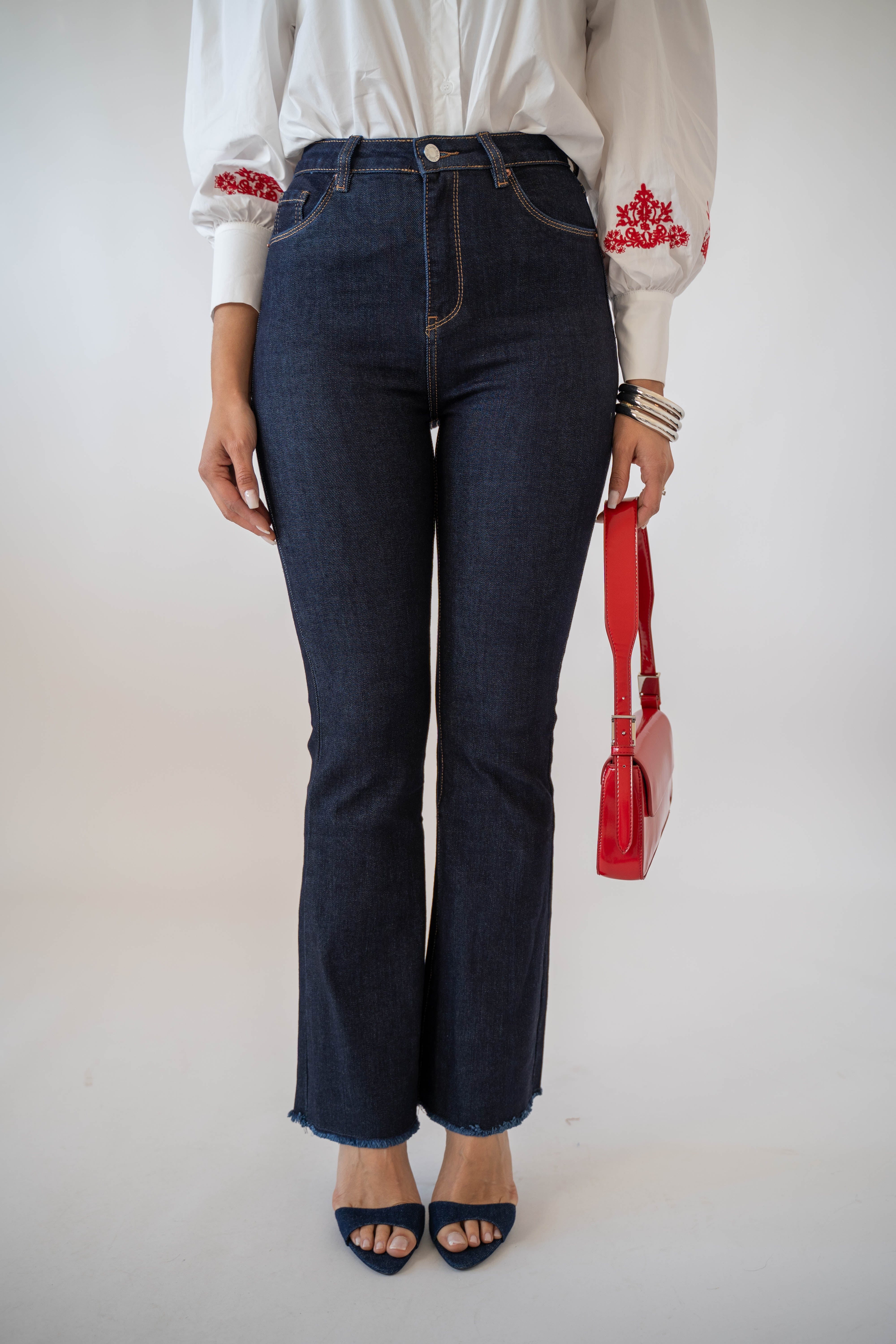 Jeans Flare Denim Blu
